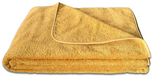 KiGATEX Frottee-Decke, Curry, 150x200cm, 100% Baumwolle, Oeko-TEX® | Sommerdecke für warme Tage, Tagesdecke für Bett und Sofa, Strandtuch für Urlaub, atmungsaktiv, waschbar, zuhause & unterwegs