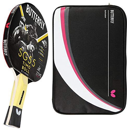 Butterfly® Timo Boll SG55 Tischtennisschläger | Tischtennis Racket Bat Hobby Training | geübte Freizeitspieler | hochwertig | ITTF zertifizierter Pan Asia Belag | anatomische Griffform mit smart.Grip
