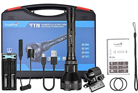 TrustFire T70 Jagd Taschenlampe - 2300 Lumen LED mit 1000m Reichweite, IP68 Wasserdicht, 5 Lichtmodi, Fernschalter für Camping, Wandern, Notfälle