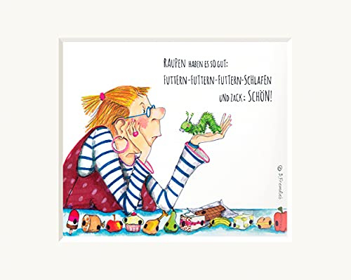 Bild | Raupen, futtern schlafen schön | Passepartout Kunstdruck Wandbild | Geschenk | 30 cm | Barbara Freundlieb