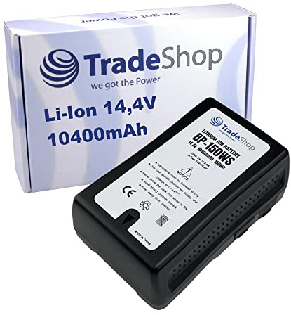 Trade-Shop Batterie Li-ion V-Mount 14,4 V 10400 mAh 150 Wh avec sortie USB D-Tap compatible avec Godox VL300 VL200 VL150 Blackmagic URSA Mini Pro Mini 4K SWIT BL-200