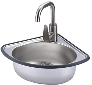 JIANFEI Edelstahl-Dreieck-Waschbecken Mit Einer Schüssel, Eckwaschbecken Zur Wandmontage, Dickes Waschbecken Für Wohnmobile, Wohnmobile (Farbe : Silver, Größe : B4(34x34cm))