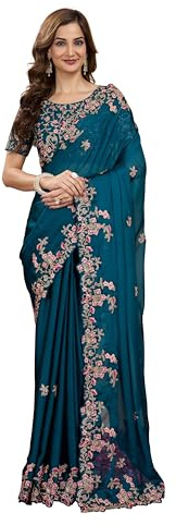 TRENDMALLS Women's Rangoli Silk Heavy Embroidred saree For women