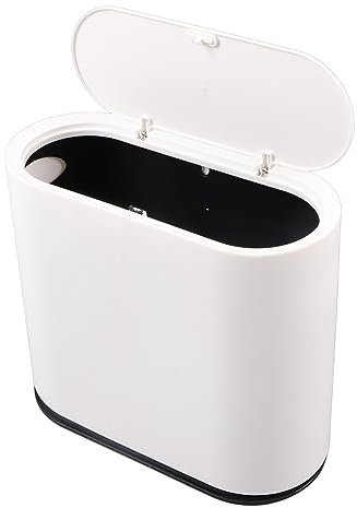 Poubelle Rectangulaire en Plastique de 12 litres avec Couvercle de Type Presse, Poubelle Fine et étroite à L'épreuve des Chiens, Corbeille de Cuisine, Poubelle pour Salle de Bain