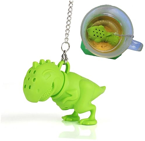 Veemoon Infuseur à Thé Dinosaure En Silicone Alimentaire Vert Filtre Passoire Anti-feuilles Diffuseur Thé Rigide Usage Quotidien Accessoire Original