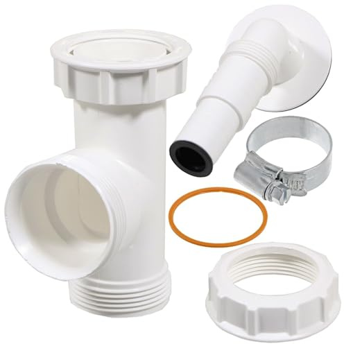 SPARES2GO Appliance Trap Adaptor 40mm 1 1/2 Washing Machine Dishwasher Waste Pipe Tee + Clip Kit