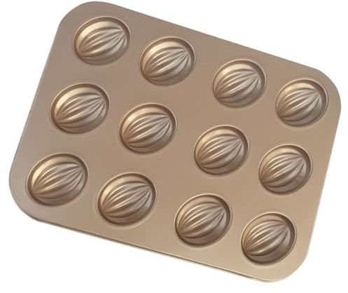 PRETYZOOM Madeleine Baking Pan, 12 Cavity Shell Shaped Baking Mold, Non-stick Madeline Bakeware for Oven Baking