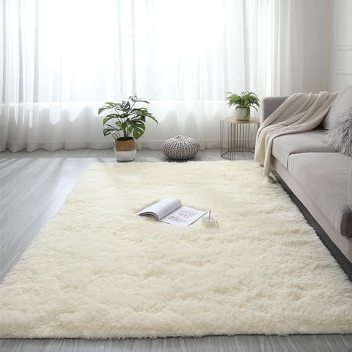 Lifup Hochflor Teppich Modern Batik Flauschig Weich Teppich Waschbarer Weiche Teppiche für Wohnzimmer Kinderzimmer Deko Schlafzimmer Gelb 100 x 160 cm