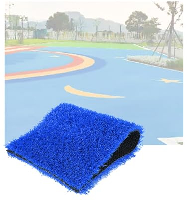 XLIHAWY Kunstrasen, Rasen, Kunstrasenrolle mit Drainagelöchern, 3 cm dick, realistische Kunstrasenmatte für Gartendekoration, Rasenlandschaft (Farbe: Blau, Größe: 5 x 1 m)