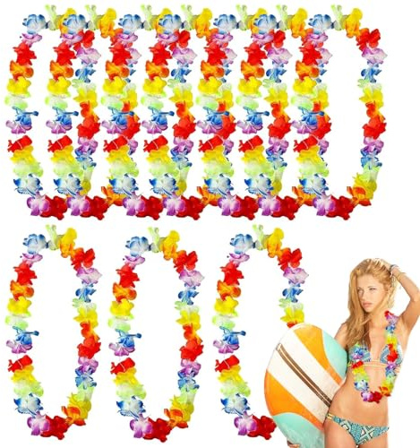 parallelower 10 Stück Blumenkette Hawaii Kette Blumen Tropische Hawaii Blumenkette Luau Blume für Strandpartys Geburtstagsfeiern Hochzeiten Kostümpartys Tropische Themenpartys