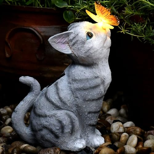 PB-Versand Solarlampe Katze inkl. Akku Gartenlampe Laterne Solar Katzen Lampe Solarlaterne Kätzchen Tier (stehend)