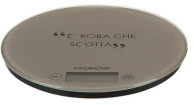 KASANOVA Bilancia da Cucina Digitale Tortora Tonda con Scritta