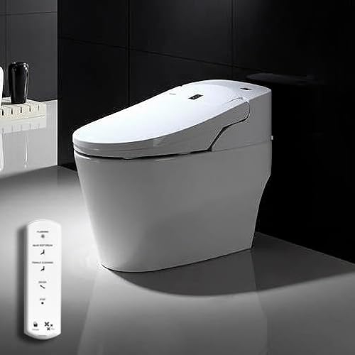 Inodoro Inteligente con Cisterna Integrada - Saitama (Salida a Suelo 30cm) | Limpieza chorro de agua | Secado aire caliente | Control Remoto | Asiento con Calefacción | Descarga automática.