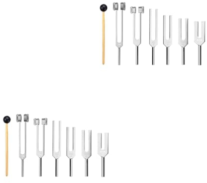 Ronlok 12 Stücke/Sätze 128 Hz 256 Hz 512 Hz 1024 Hz 2048 Hz 4096 Hz Stimmgabel mit Hammer für Stimmgabel Satz Heilgeräusch Vibrationswerkzeug