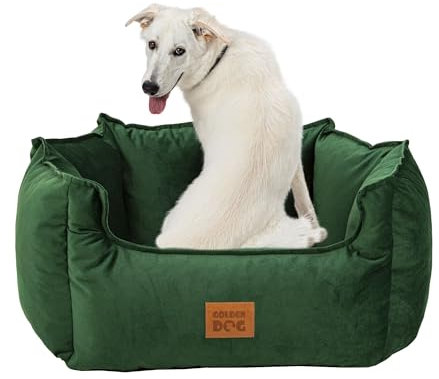Golden Dog Hundebett Hunde Hundekorb Waschbar Hundekörbchen Flauschig Hundematratze mit Erhöhte Ränder Weiches Hundesofa für Hunde,Katze SAMT-Krone LUX KRONENSAMT LUX Grün