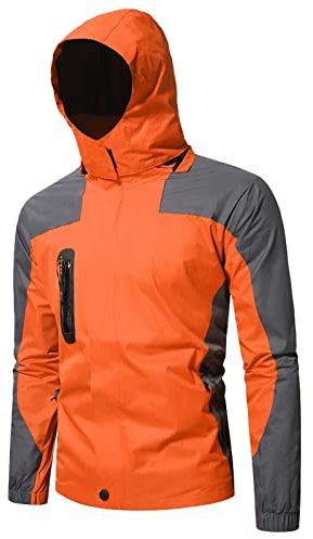 SRZYMJ Windbreaker Herren Mantel Herren Grau Poncho Herren Stoff Motorradjacke Herren Mit Protektoren Dünner Regenmantel Mantel Herren Grau Orange Racing Jacket Vintage Herren 4XL