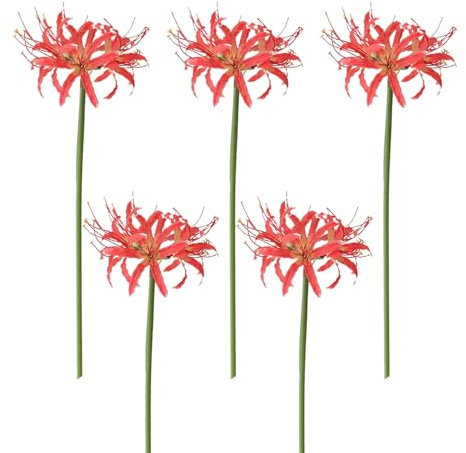 Xnferty 5 Stück Künstliche Spinnenlilien-Blumen, 66,9 cm, Gefälschte Lycoris Radiata-Zwiebeln, Orangefarbene Lilien-Zwiebeln, Gefälschte Spinnenmutter-Blume, S (B)