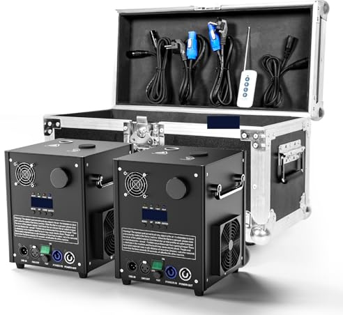 750W Pyrotechnique Machine, d-mx512 LCD Liquid Crystal Display Machine à Etincelles Froides avec Télécommande Sans Fil pour Mariage Fête et Célébration de la Scène (2 Pièces avec Flightcase)