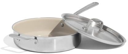 Made In Cookware - 3.5 QT CeramiClad Non Stick Saute Pan with Lid - 5-Ply Stainless Clad with Stay-Cool Handle - Professional Cookware - Crafted in Italy - Induction Compatible