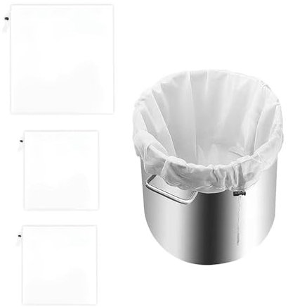 DEANKEJI Bolsa para Escurrir Verduras 3 Piezas Tamiz Bolsas de Leche de Nuez, Bolsa con Cordón Reutilizable, Bolsa Filtro para Elaboración Lúpulo, Bolsas de Filtro para Alimentos Bebidas