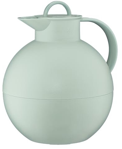 alfi KUGEL 0,94l, mintgrün, Isolierkanne mit alfiDur Vakuum-Hartglaseinsatz, 12h heiß/24h kalt, absolut dichter Drehverschluss, Designerstück, Thermokanne, Kaffeekanne, Teekanne, BPA-frei