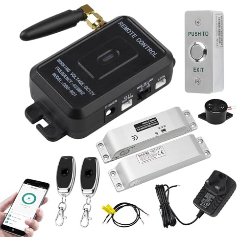 ReaIOKbii Tuya WLAN-Zugangskontroll-Set, 433 MHz, kabelloser Türöffner, Smartphone-App-Fernauslöser, Mingdian-Steckschloss (kleines Schloss)