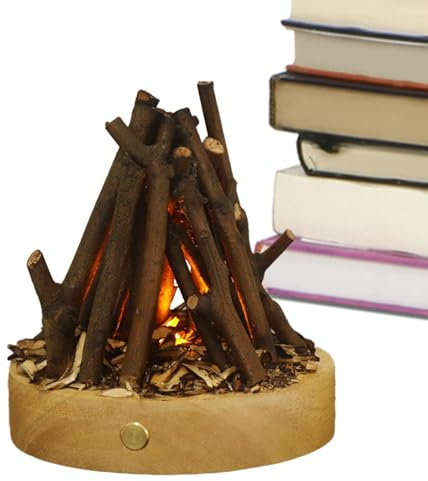 PhnkjGh Lampe à feu, bûches de cheminée LED - Fausse veilleuse de feu de Camp, Commande Tactile, 3 Modes réglables - Feu de imitant la Lampe à Bois de Chauffage de Foyer à LED pour Le Festival de