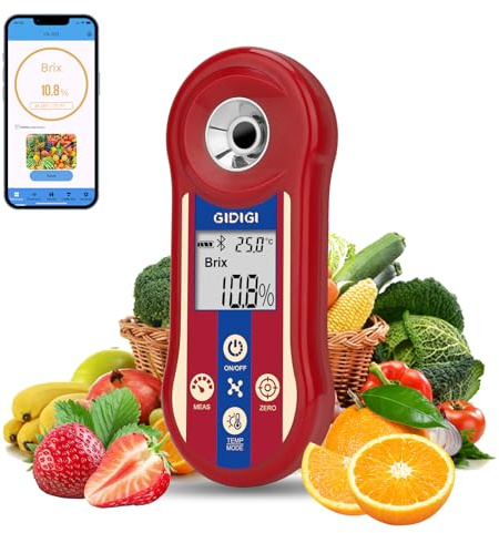 Rifrattometro digitale Brix e tester di salinità, misuratore intelligente Brix per zucchero, rifrattometro del sale per acqua salata con ATC, intervallo di misura Brix 0,0-60% per frutta, vino e birra