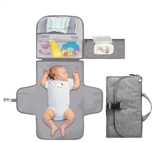 Reseskötbädd för baby, kompakt skötbädd för blöjstation, vattentät skötdyna, vikbar reseskötmatta, återanvändbar resebaby skötdyna, babyblöjmatta