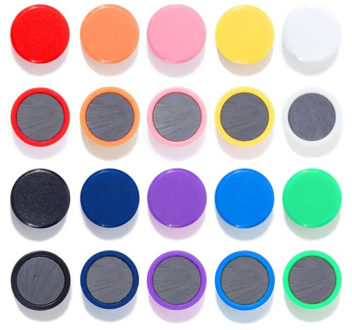 Soodyoow Set di 20 Calamite per Frigorifero,Calamite Frigorifero, Calamite Colorate per Armadietti, Magneti per Lavagna Magnetica, per lavagna da frigo, calendario