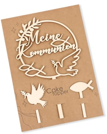 Tortendeko Kommunion Holz, Cake Topper Meine Kommunion, Taube Fisch Kuchen Deko Kommunion Torten Topper, Tortendeko Taufe Mädchen Junge Erstkommunion Torte Deko