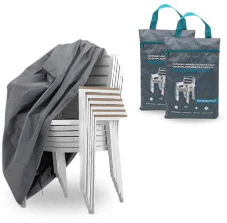 Paluplus 2 Coperture Protettive per Sedie Grigie, Misura 68x68x120 cm, Tessuto Impermeabile 210D, Telo con Sacca e Laccetto, Protezione da Polvere, Pioggia, Raggi UV -7989C-1