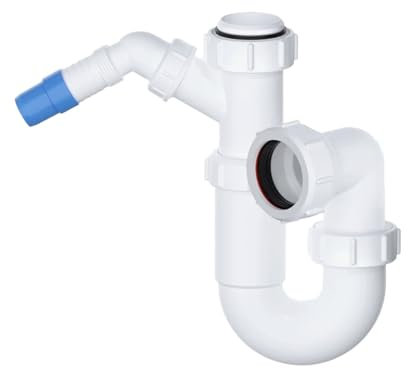 PlumbEZ Telescopic Adjustable P Trap with Swivel Nozzle - 40mm (1.1/2) Kitchen Sink Waste with 135 Degree Dishwasher Nozzle and 40mm Outlet Sink Waste Kit - 75mm Water Seal