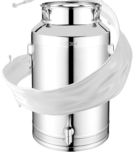 Adima Pot à lait avec grande capacité 304 Pot À Lait Hermétique en INOX avec Couvercle Et Robinet pichet à lait robuste pot à thé seau à vin 15L/20L/28L,20L