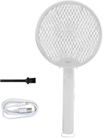 JATA HOGAR MOST3555 - Raqueta Eléctrica Antimosquitos Recargable USB 2 en 1, Mata Moscas y Mosquitos UV, Modo Fijo y Manual, 30 m², Interior y Exterior