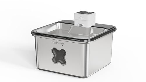 FEELNEEDY Bebedero Fuente para Gatos de 3,2 L, de Acero Inoxidable, inalámbrica, con Sensor, con batería, 4000 mAh, Funciona con Pilas, Muy silenciosa, con Filtro