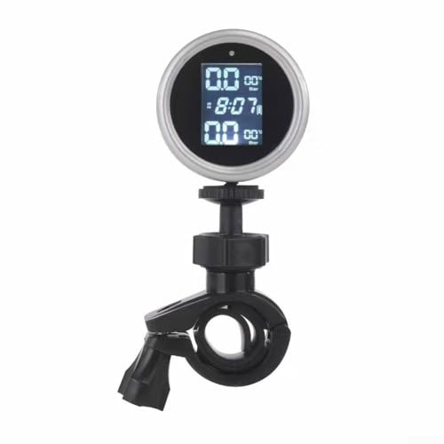 Bebykilemi Sistema di monitoraggio della pressione dei pneumatici per moto TPMS solare con 2 sensori esterni, display digitale LCD, impermeabile IPX67 monitor della temperatura in tempo reale