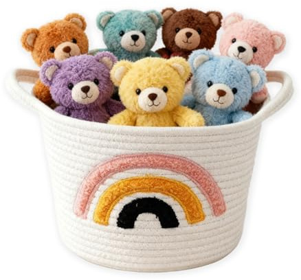 Cesto nascita bimbo, Piccolo cesto portaoggetti in corda di cotone, Scatola di Immagazzinaggio Cotone, cestino per il bucato intrecciato per asciugamani, coperte, giocattoli, regali, vestiti