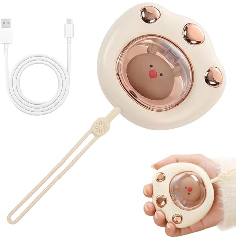 Handwärmer Elektrisch, 2400mAh Handwärmer Wiederaufladbar mit 2 Temperatureinstellung Tragbarer Elektrischer Taschenwärmer Hand Warmer USB Aufladbar Elektrischer Hand wärmer für Frauen Mann (Weiß)