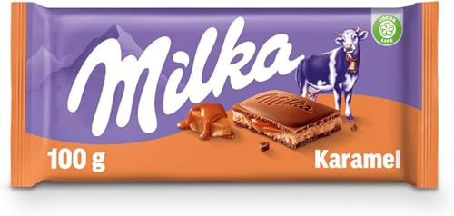 Milka Caramel – Alpenmilchschokolade mit Karamell | 23 Tafeln in Großpackung (23 x 100 g)
