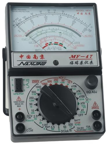 Helilyco Multimetro analogico per misurazione della resistenza di tensione corrente CC AC voltmetro amperometro ohmmetro con test batteria, nero