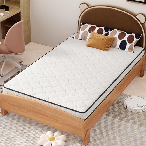 DUlVBPE Fjädermadrass, mått: 90 × 200 cm, tjocklek: 12 cm, hårdhetsgrad: H3, med ergonomiska moduler och avlastning av ländryggen; rullad madrass