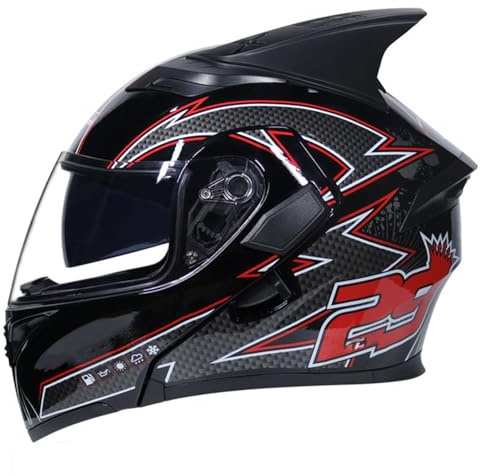 Casco Motociclista Modulare Integrali Casco Modulari Integrale Doppia Visiera Caschi Apribili Integrato Uomini Donne Casco Apribile Racing Approvato DOTECE Casco Modulare C,S:55-56CM