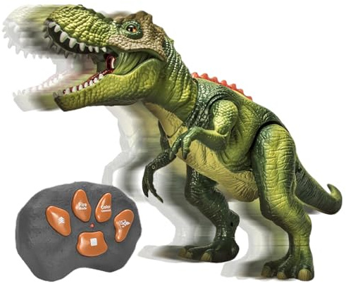 Walking Dinosaurie Toy - Sprayaction Dinosauriefigur, fjärrstyrd lysande rörlig djur, interaktivt elektroniskt spelset | Avlägsna dinosaurier för resor, Ja