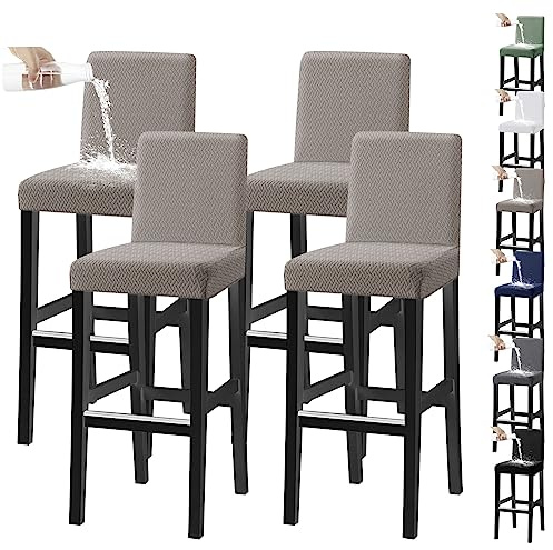 Vattentäta Stretchöverdrag Till Barstolar Med Universal Passform For Restauranger Och Hotell(Taupe 4pcs)