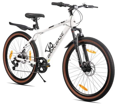 HILAND Bloomer Mountainbike 26 Zoll MTB für Herren und Damen, 7-Gang Fahrrad mit Aluminiumrahmen, Federgabel und mechanischen Scheibenbremsen, Unisex Fahrrad für Alltag, Freizeit und Gelände