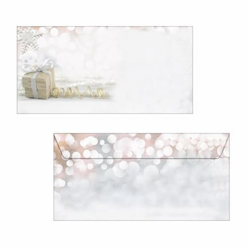 SIGEL Weihnachts Briefumschläge Christmas Surprise DIN lang 50 Stück | DU135, Design in Gold und Silber für festliche Postsendungen