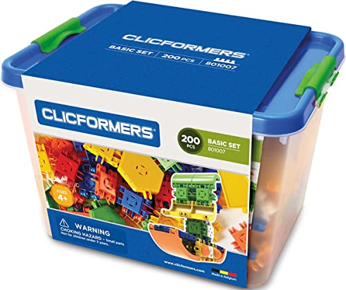 CLICFORMERS Bausteine für Kinder ab 3 Jahre, kreatives Lernspielzeug im ​200 teiligen Basisset, Steckspiel für Jungen und Mädchen, pädagogisches Montessori Bauspielzeug, STEM-Spielzeug,