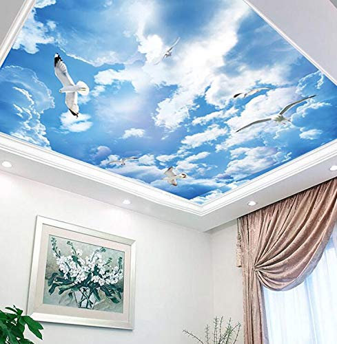 Stereoskopische 3D-Decke, Tapete, blaue Kinderzimmer-Tapete, Hintergrundbild für die Deckenverkleidung der Schlafzimmer, 150 × 105 cm