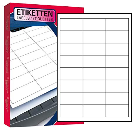 50 Blatt Drucker Universal Etiketten 64,6 x 33,8 mm Namensschild Selbstklebend DIN A4 (1200 St. Etiketten) Adressetiketten Laser Copy Inkjet Hinweisschilder